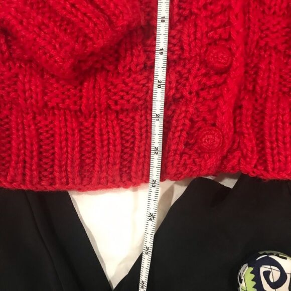 Hand made red acrylic knit cardigan Bennington - Picture 4 of 5